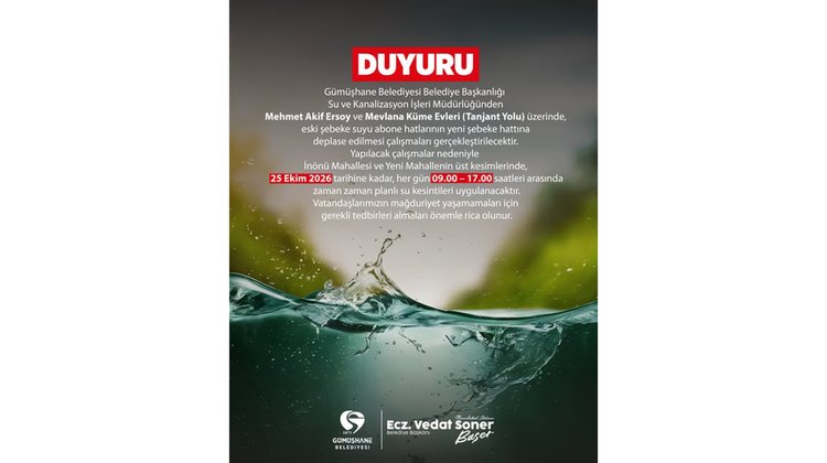 PLANLI SU KESİNTİSİ DUYURUSU