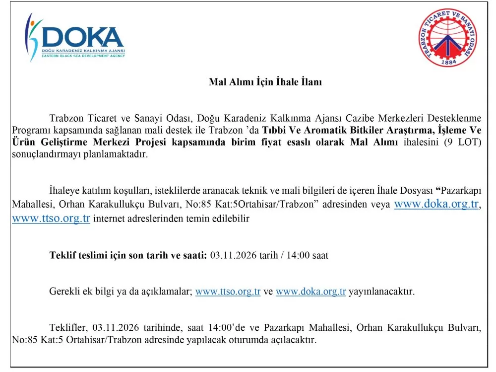 LABORATUVAR CİHAZ VE EKİPMANLARA YÖNELİK MAL ALIMI İHALESİ