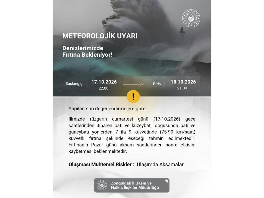 Denizlere Ait Meteorolojik Uyarı